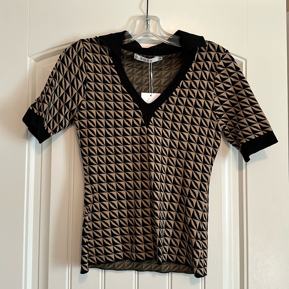 Knit Mix collared knit top - new with tags